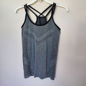 Attract Power Gray & Black Lightweight Workout Athletic Tank Top Med